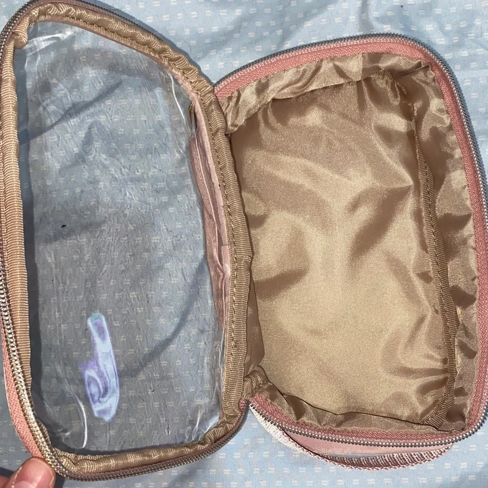 Compact Pink Travel Cosmetic Case - Clear Window - Picture 1 of 3